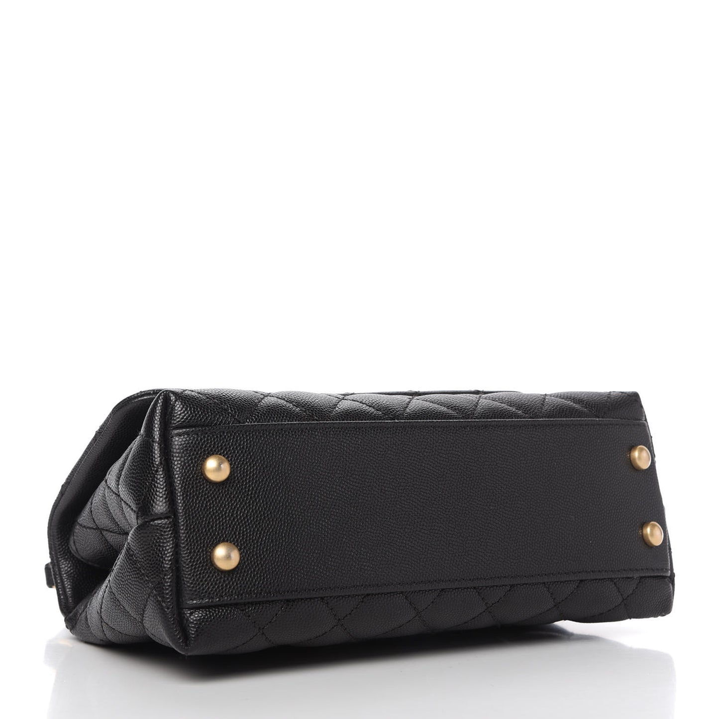 Caviar Lizard Quilted Mini Coco Handle Flap Black