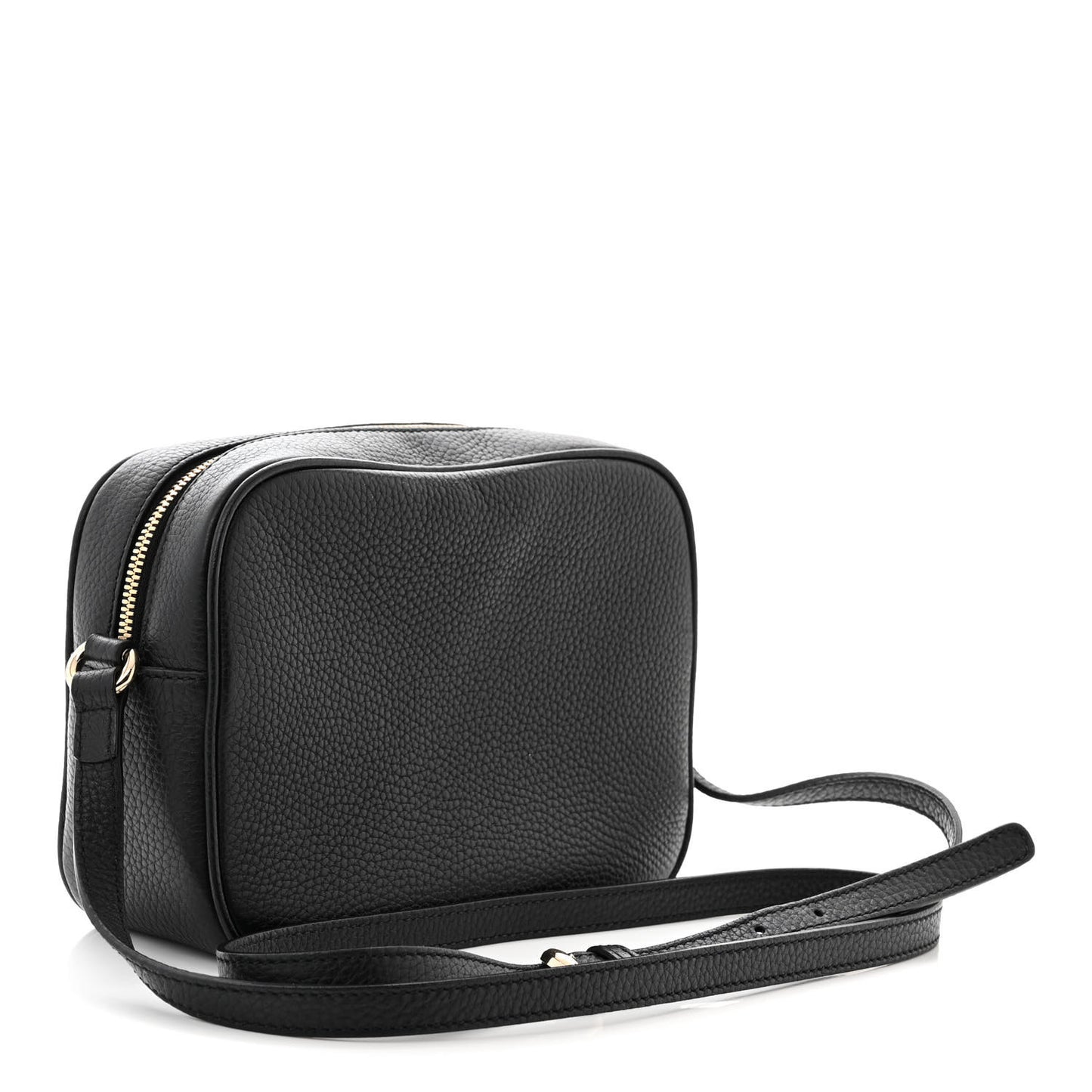Pebbled Calfskin Small Soho Disco Bag Black