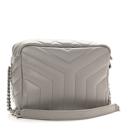 Saint Laurent Calfskin Y Quilted Monogram Small Loulou Bowling Bag Light Gray 2 of 14