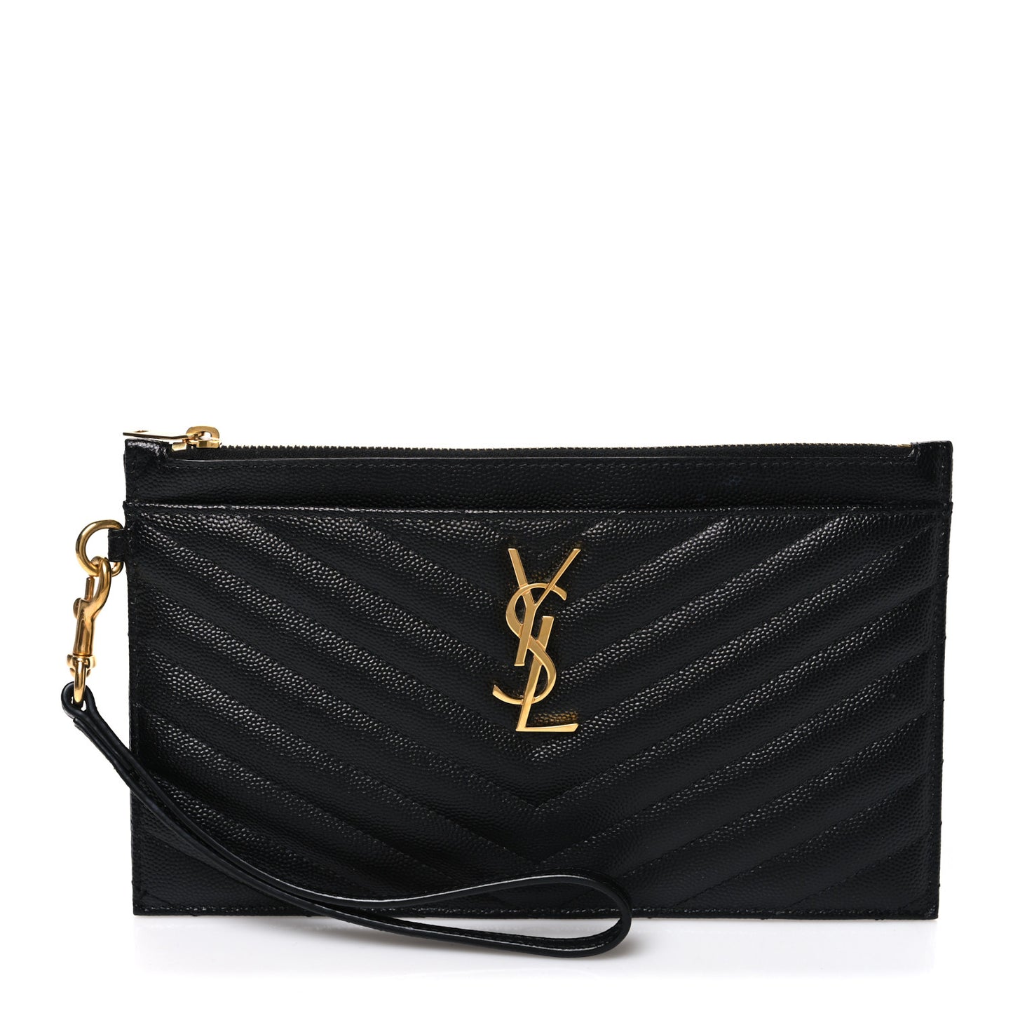 Grain De Poudre Chevron Monogram Large Bill Pouch Black