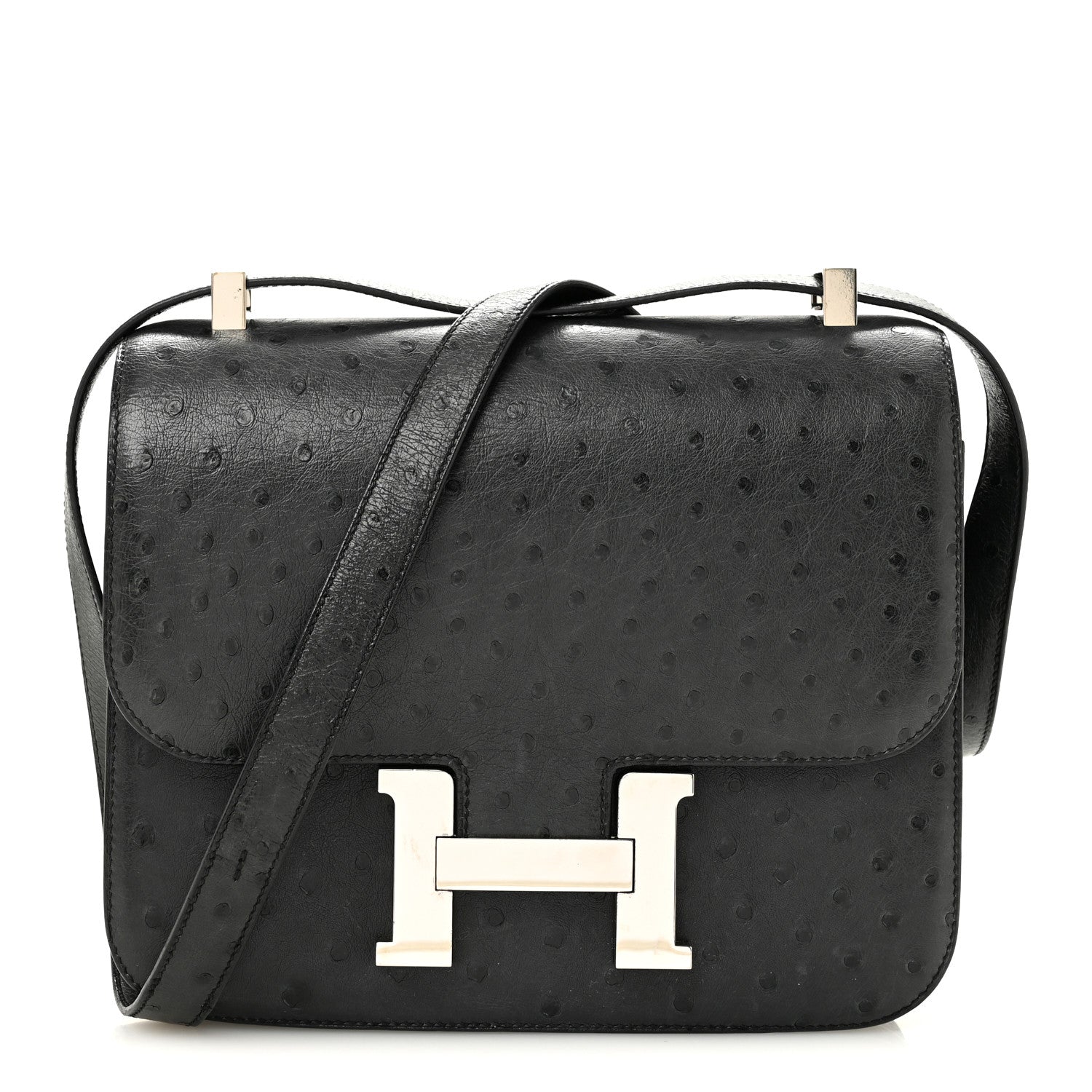 Hermes Constance 24 ostrich leather bleu iris — Hermès