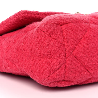 Chanel Tweed Quilted Large Chanel 19 Flap Pink 7 of 10