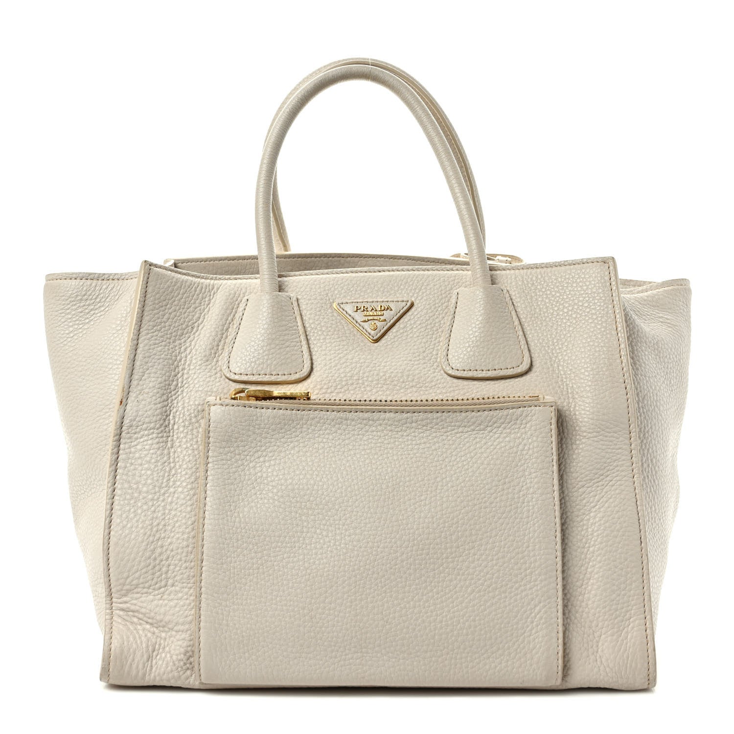 Prada Vitello Daino Front Pocket Tote Talco 1 of 10