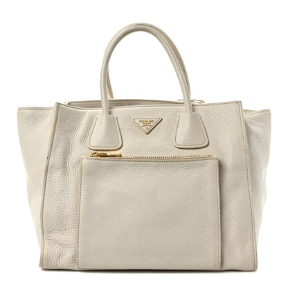 Prada Vitello Daino Front Pocket Tote Talco 1 of 10