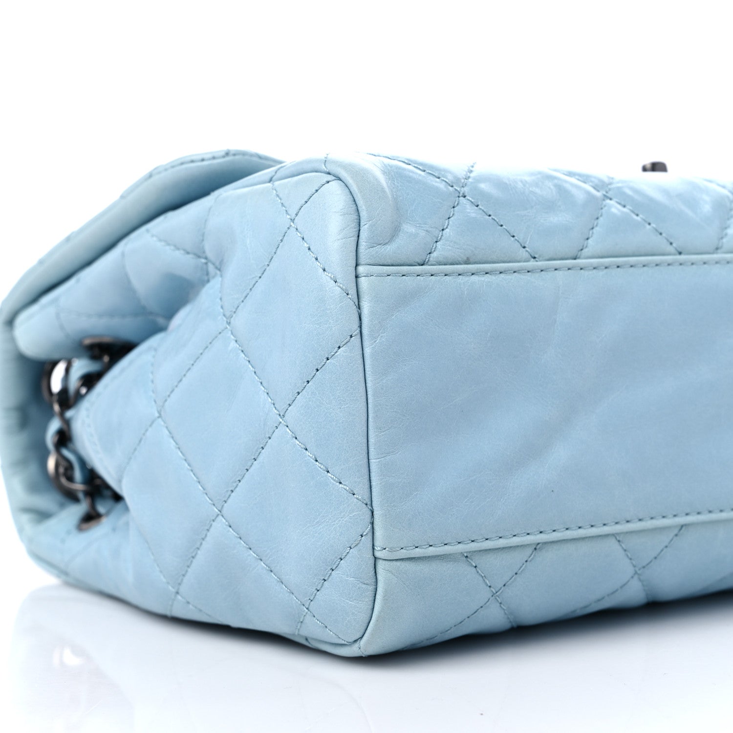 Chanel Glazed Calfskin Quilted Large Coco Soft Flap Light Blue 8 of 9