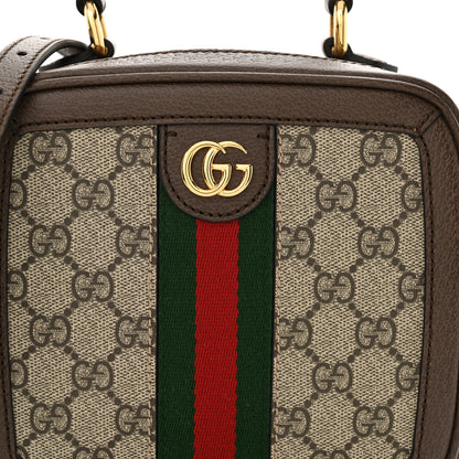 Gucci GG Supreme Monogram Textured Dollar Calfskin Mini Ophidia Top Handle Square Shoulder Bag Beige Ebony New Acero 8 of 10