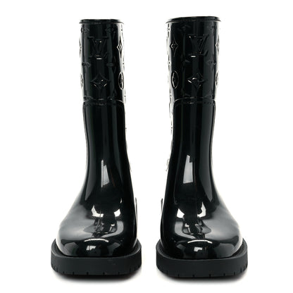 Louis Vuitton Rubber Embossed Monogram Drops Flat Half Boots 38 Black 3 of 9