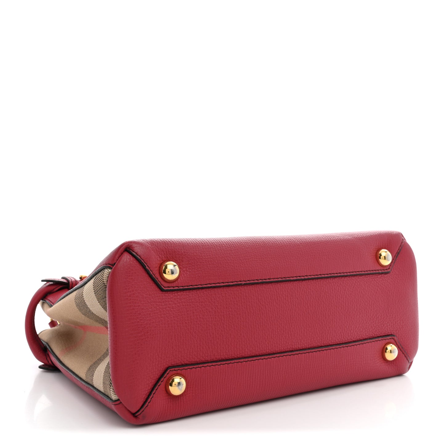 Grainy Calfskin House Check Small Banner Tote Red