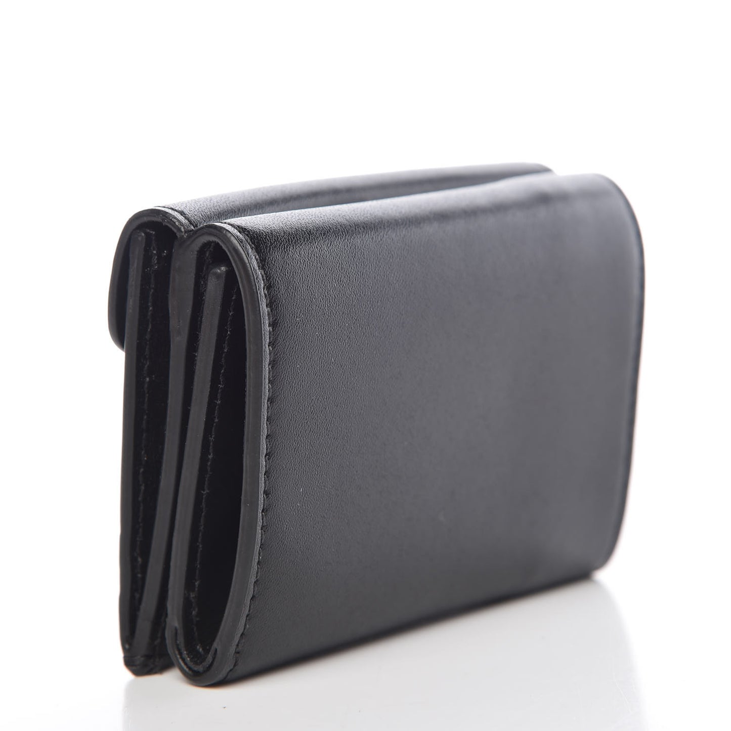 Vitello Liberty F is Fendi Bi-Color FF 1974 Embossed Micro Tri-Fold Envelope Wallet Maya Black