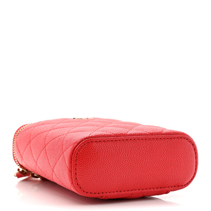 Chanel Caviar Quilted Small Vertical Coco Beauty Vanity Case With Chain Red 4 of 11