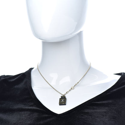 Chanel Resin Strass Perfume Bottle CC Necklace Black Gold 2 of 5