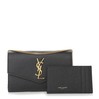 Saint Laurent Grain De Poudre Uptown Chain Wallet Black 1 of 14