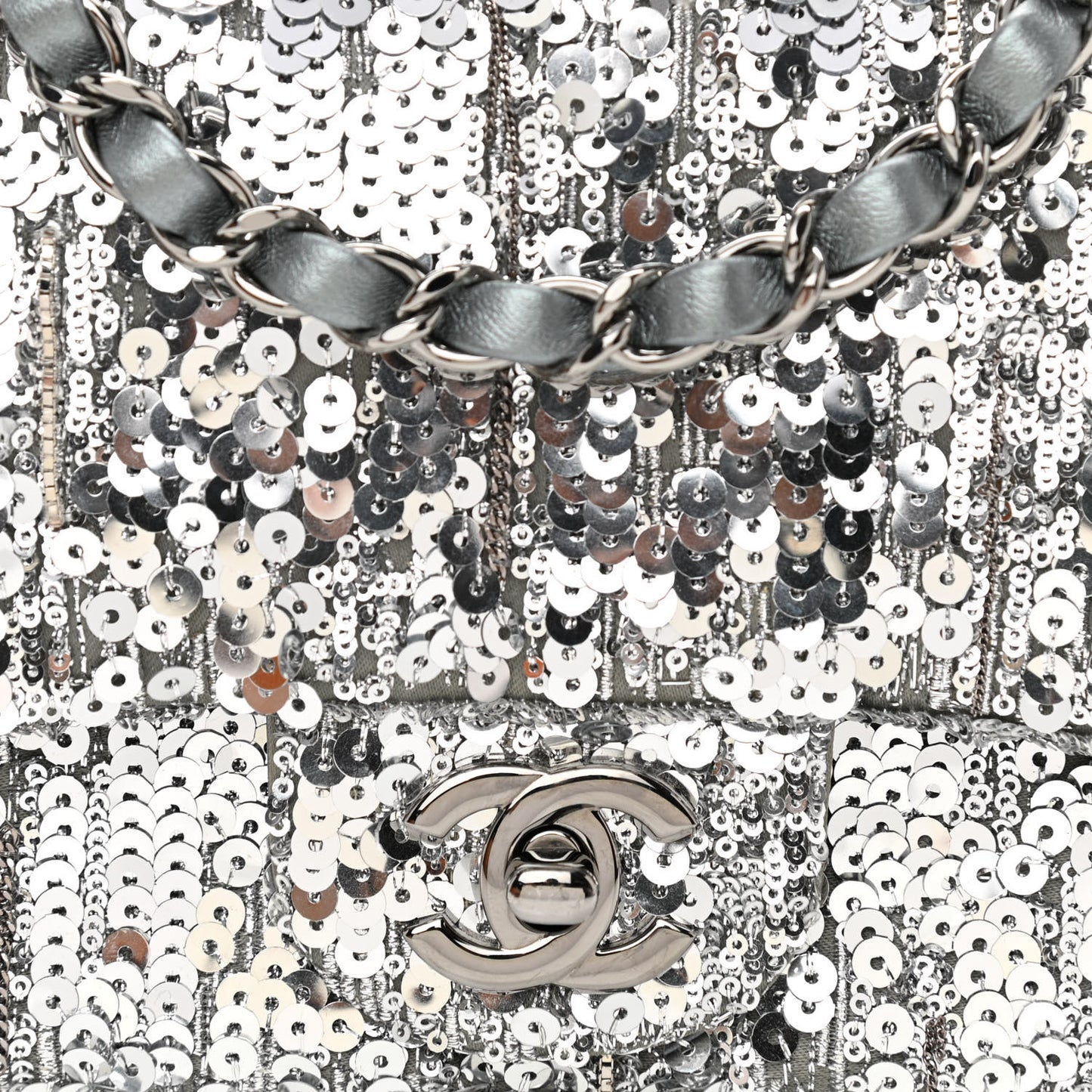 Sequin Mini Square Flap Silver