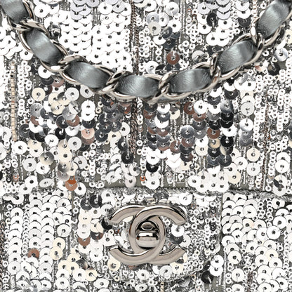 Chanel Sequin Mini Square Flap Silver 10 of 12