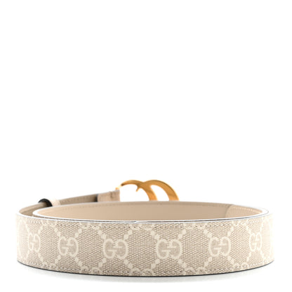 Gucci GG Supreme Monogram Calfskin Double G 30mm Belt 80 32 Beige Mystic White Oatmeal 2 of 6