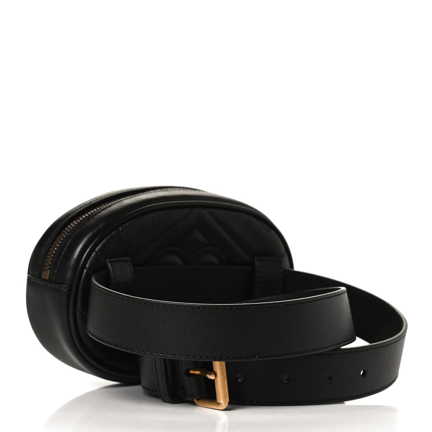 Gucci Calfskin Matelasse GG Marmont Belt Bag 95 38 Black 3 of 11