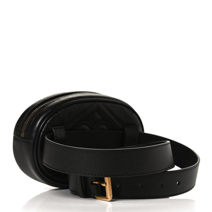 Gucci Calfskin Matelasse GG Marmont Belt Bag 95 38 Black 3 of 11