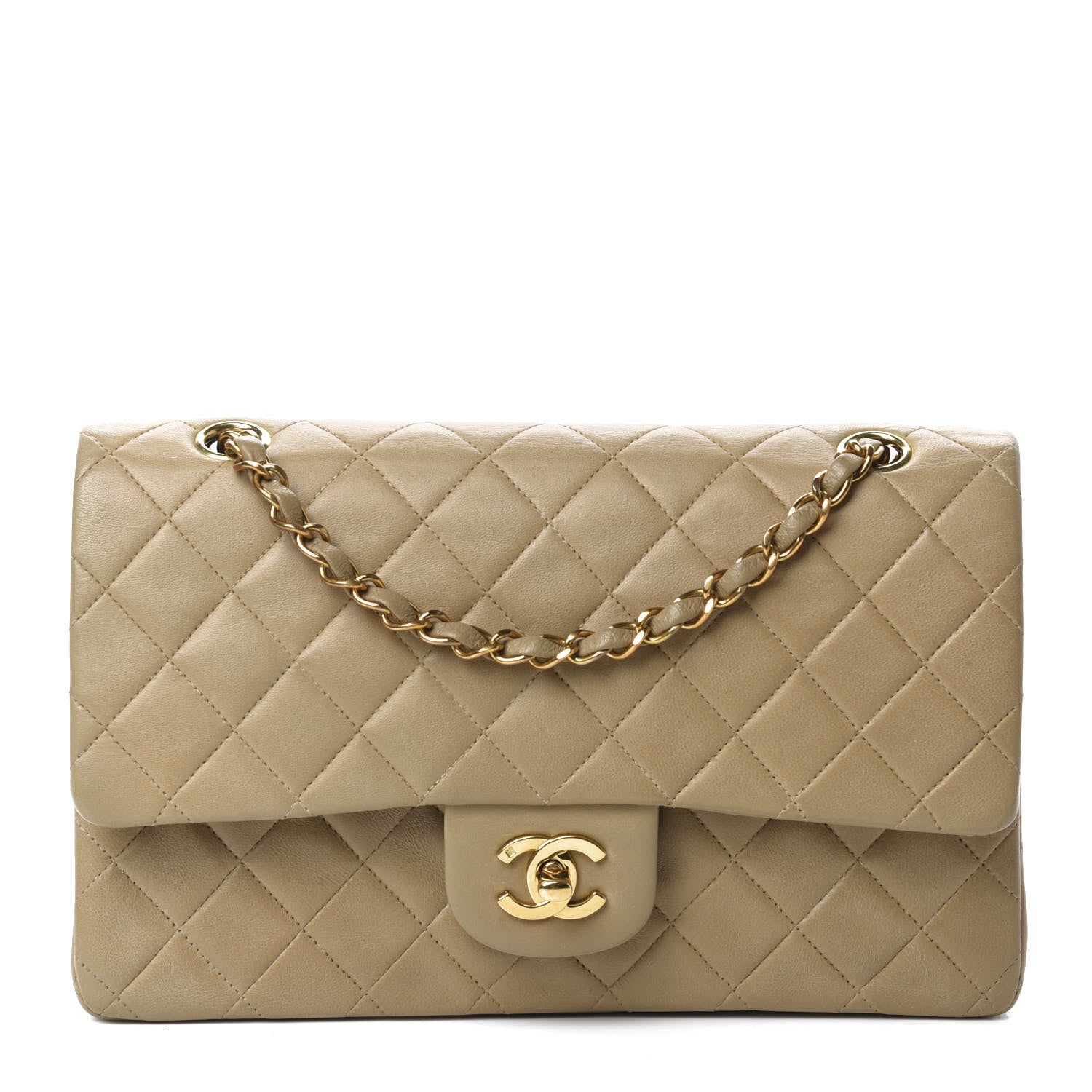 Chanel Lambskin Quilted Medium Double Flap Beige 1 of 14