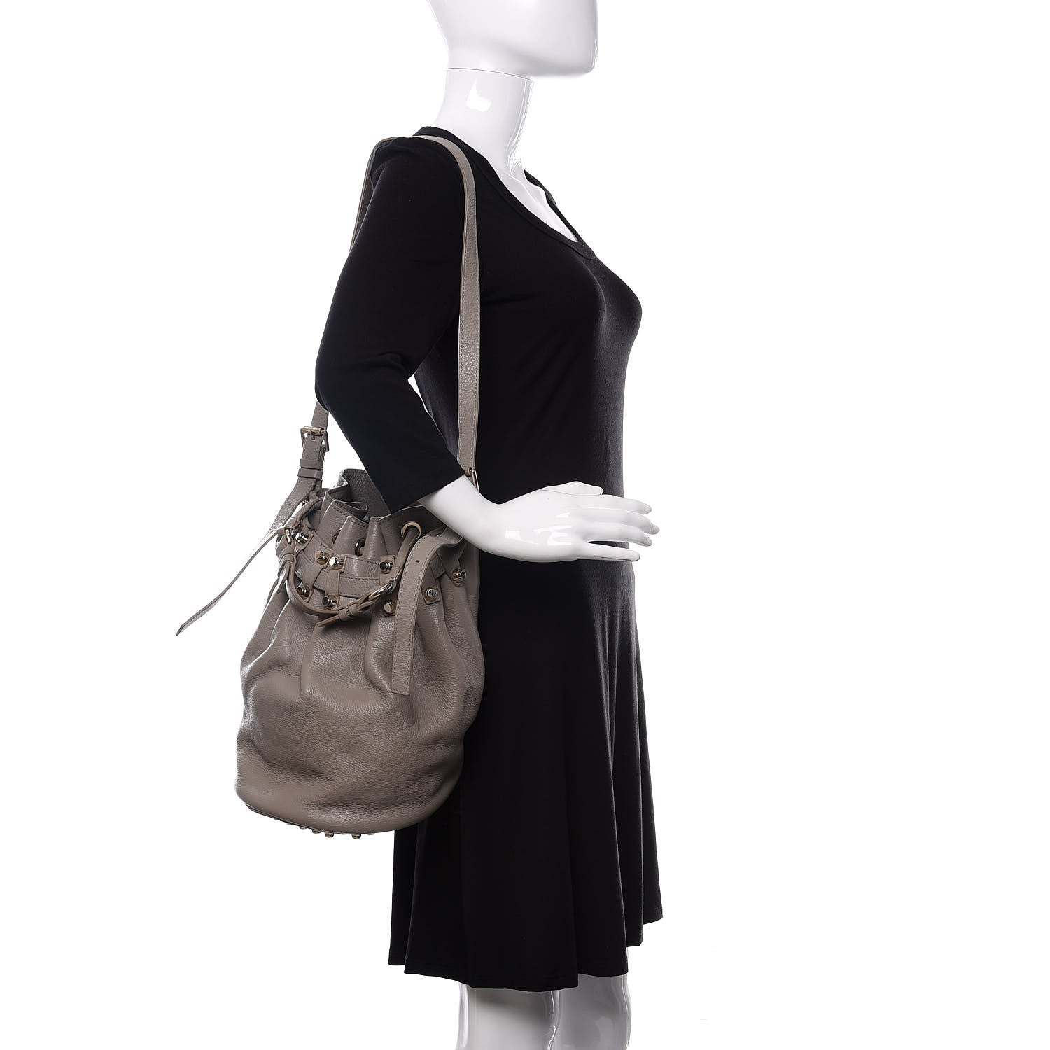 Alexander Wang Pebbled Lambskin Diego Bucket Bag Oyster Pale Gold Hardware 2 of 10