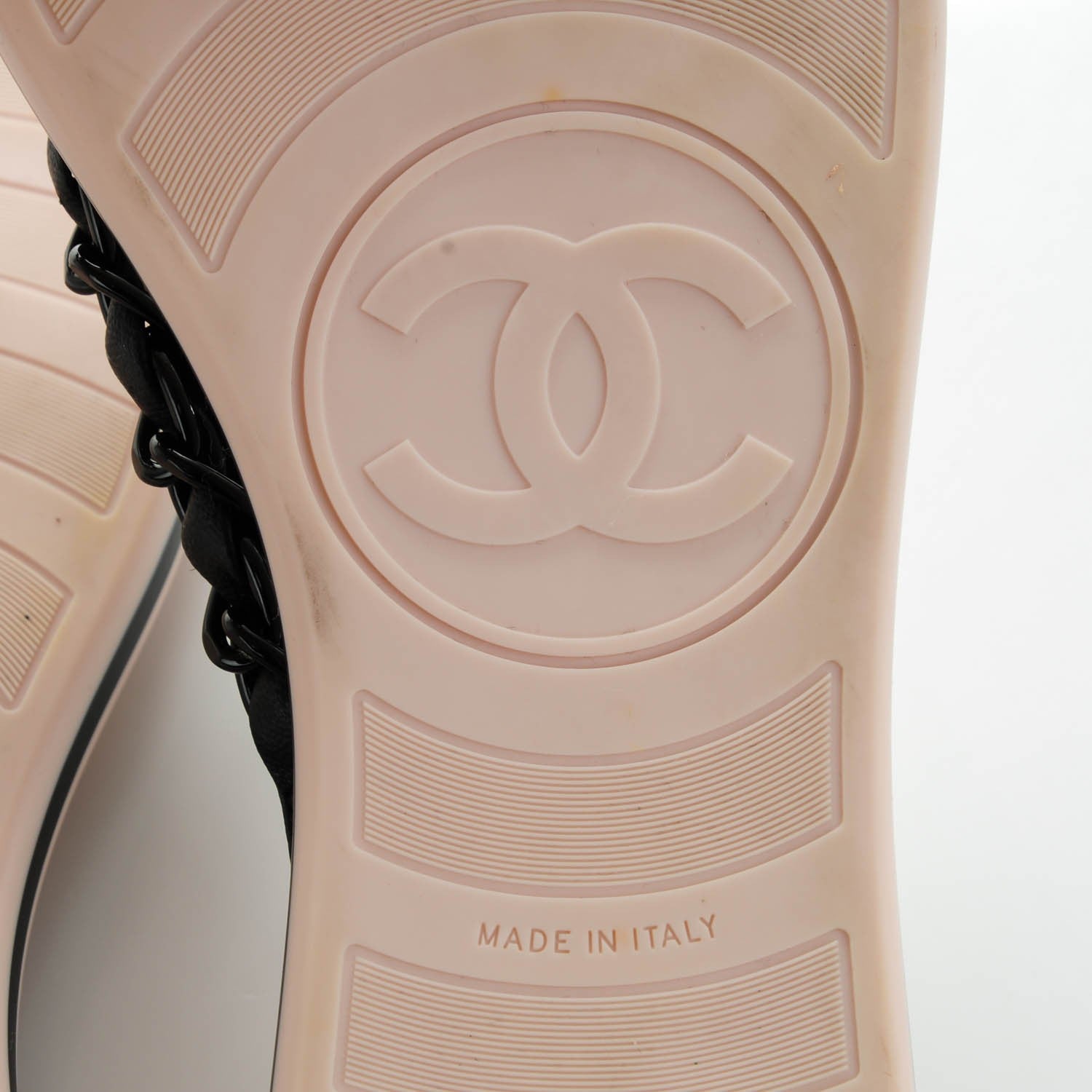Chanel Lambskin Chain CC Thong Sandals 35.5 Black Light Pink 8 of 9