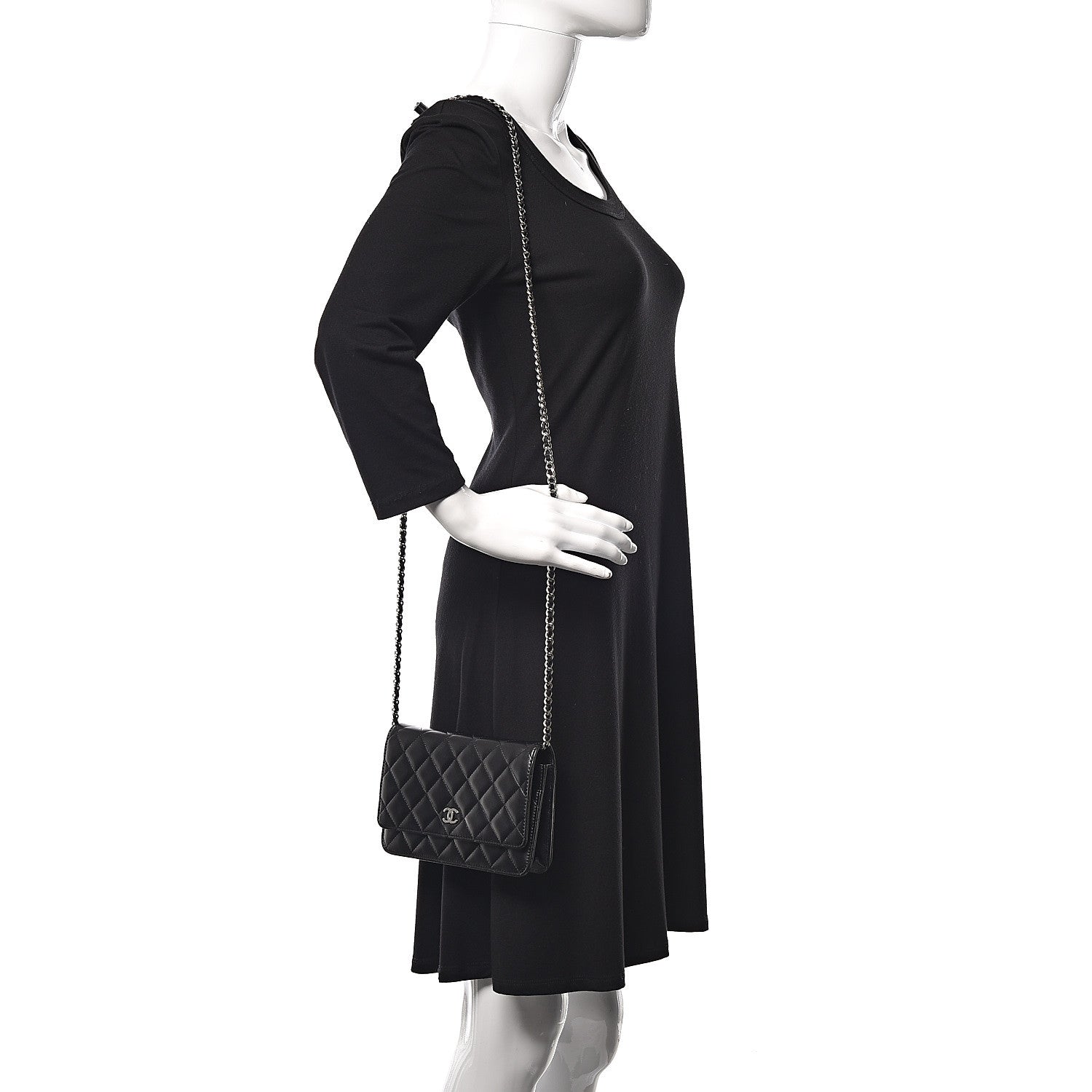 Chanel Lambskin Quilted Wallet On Chain WOC Black 2 of 11