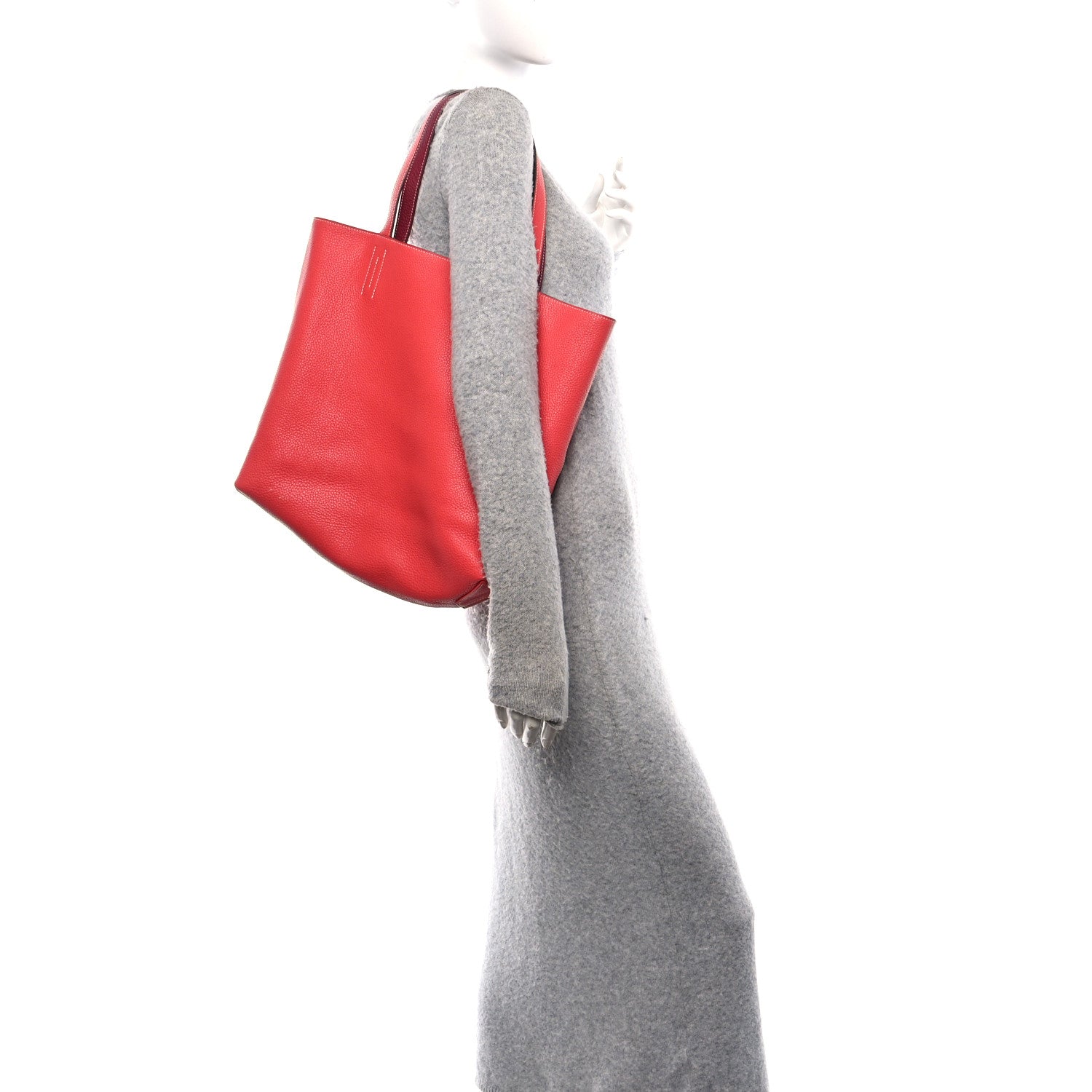 Hermes Taurillon Clemence Double Sens 36 Reversible Tote Rubis Bougainvillea 3 of 20