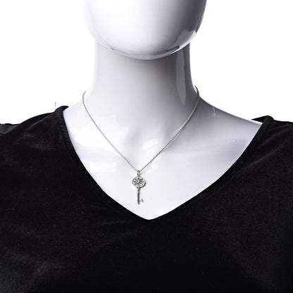 Tiffany Sterling Silver Diamond Small Daisy Key Pendant Necklace 2 of 5