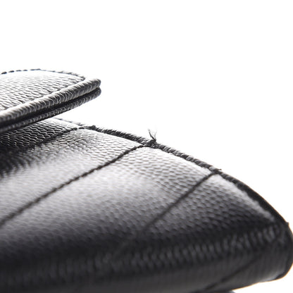 Saint Laurent Grain De Poudre Matelasse Chevron Small Monogram Envelope Wallet Black 8 of 8