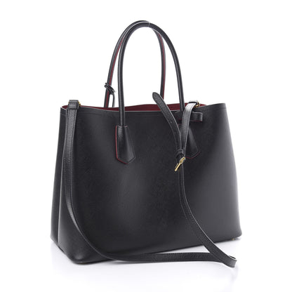 Prada Saffiano Cuir Medium Double Bag Black Fuoco 3 of 10