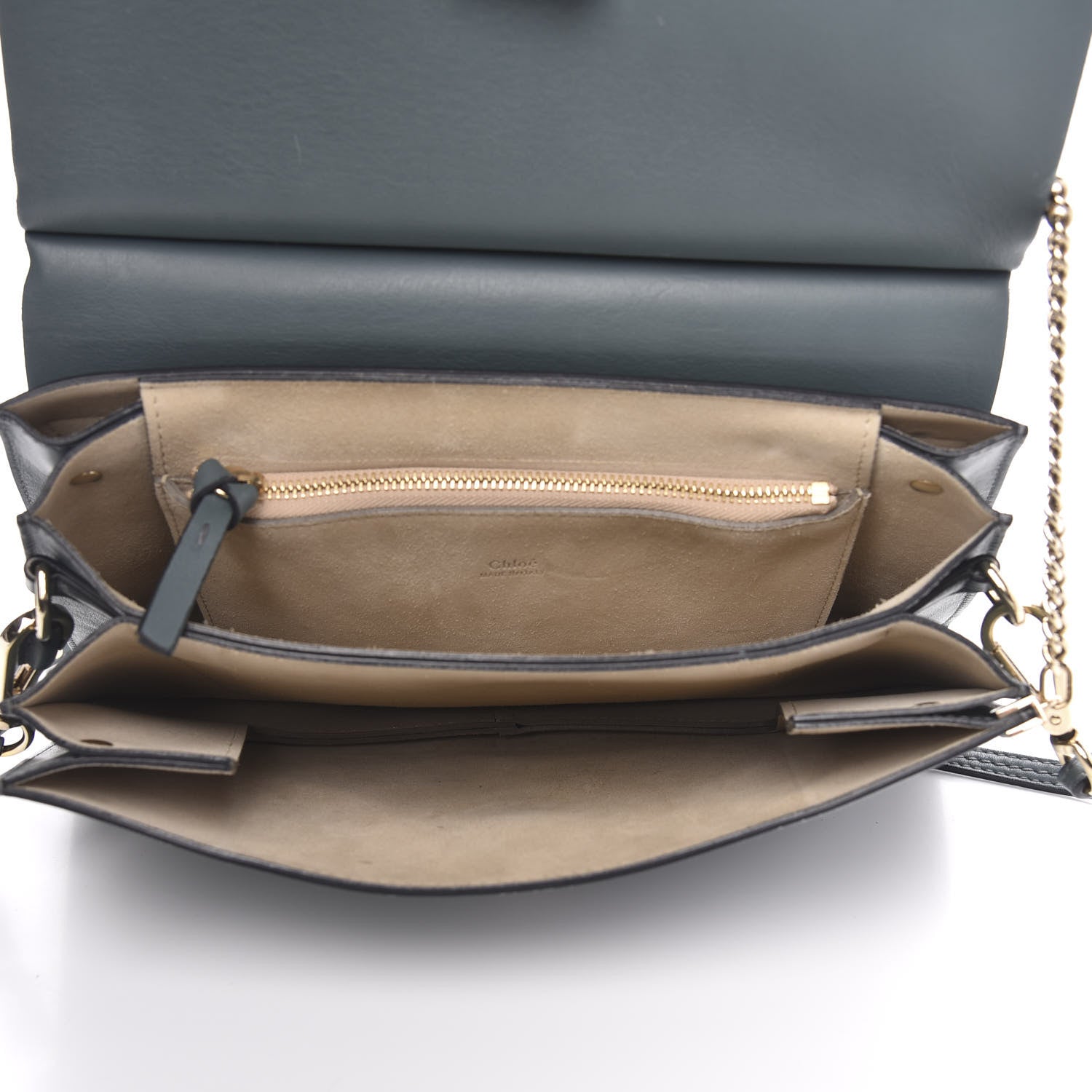Chloe Suede Calfskin Medium Faye Shoulder Bag Cloudy Blue 5 of 16