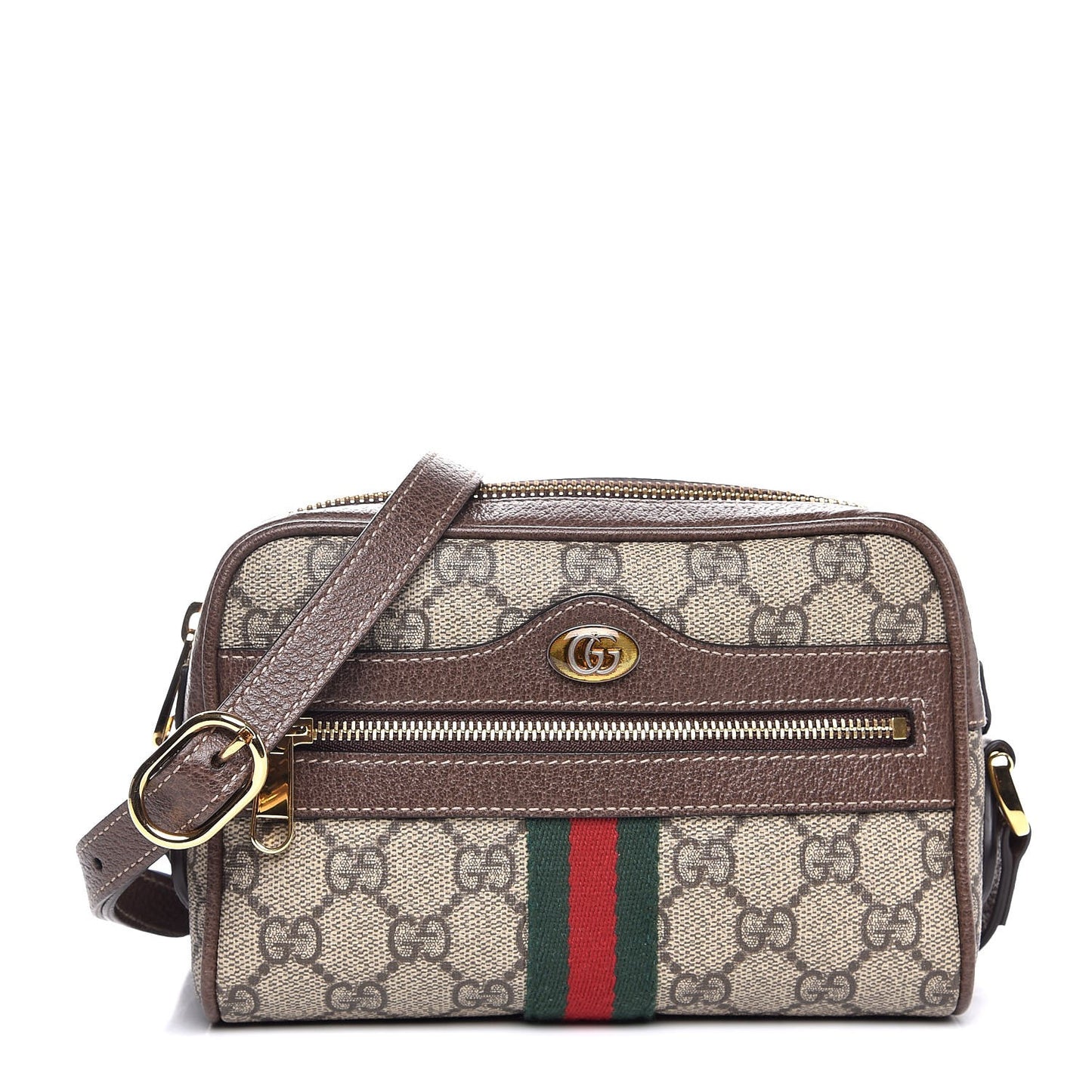 GG Supreme Monogram Web Mini Ophidia Shoulder Bag Brown