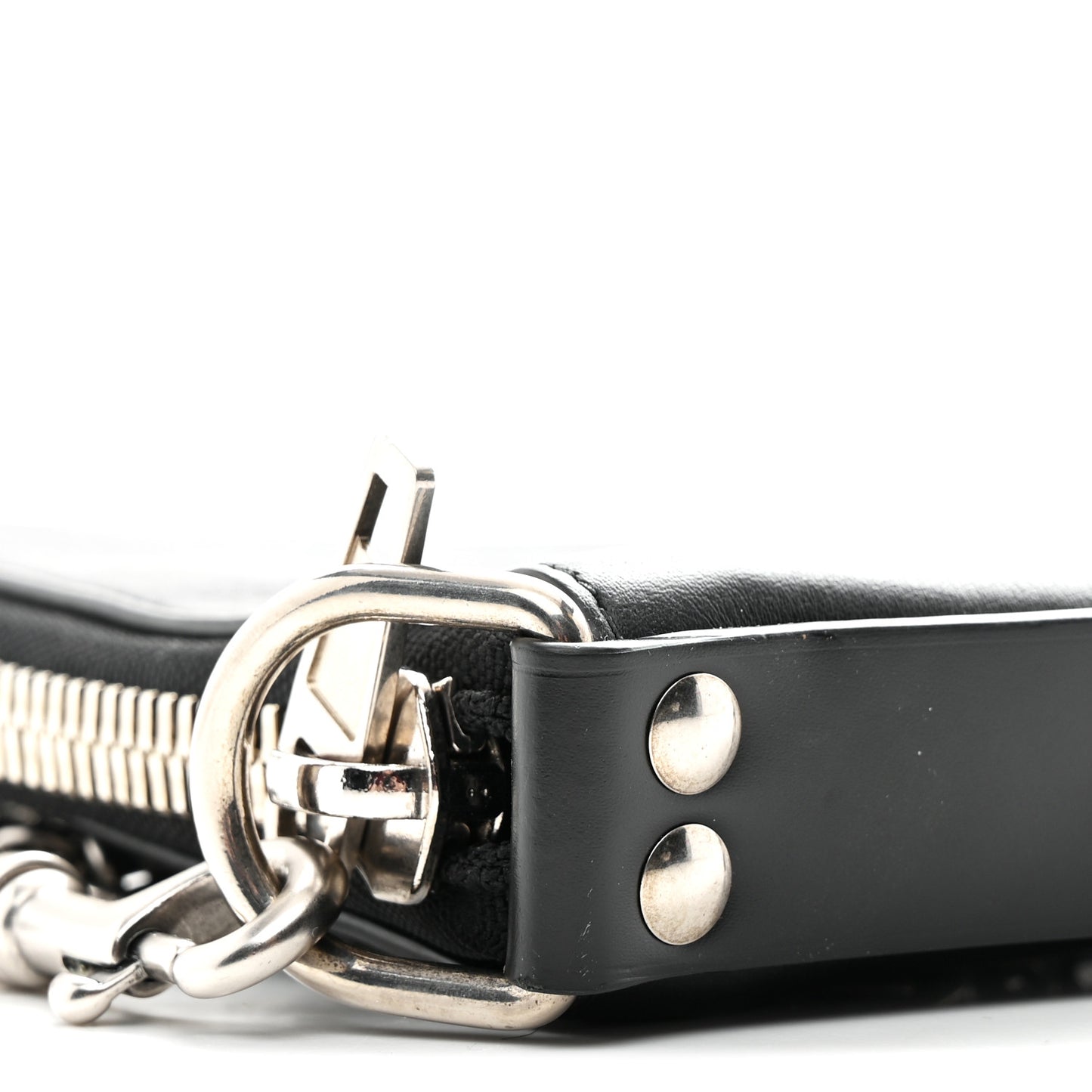 Calfskin Chain Cuff Wristlet Wallet Black