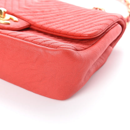 Chanel Calfskin Surpique Chevron Small Flap Red 8 of 8