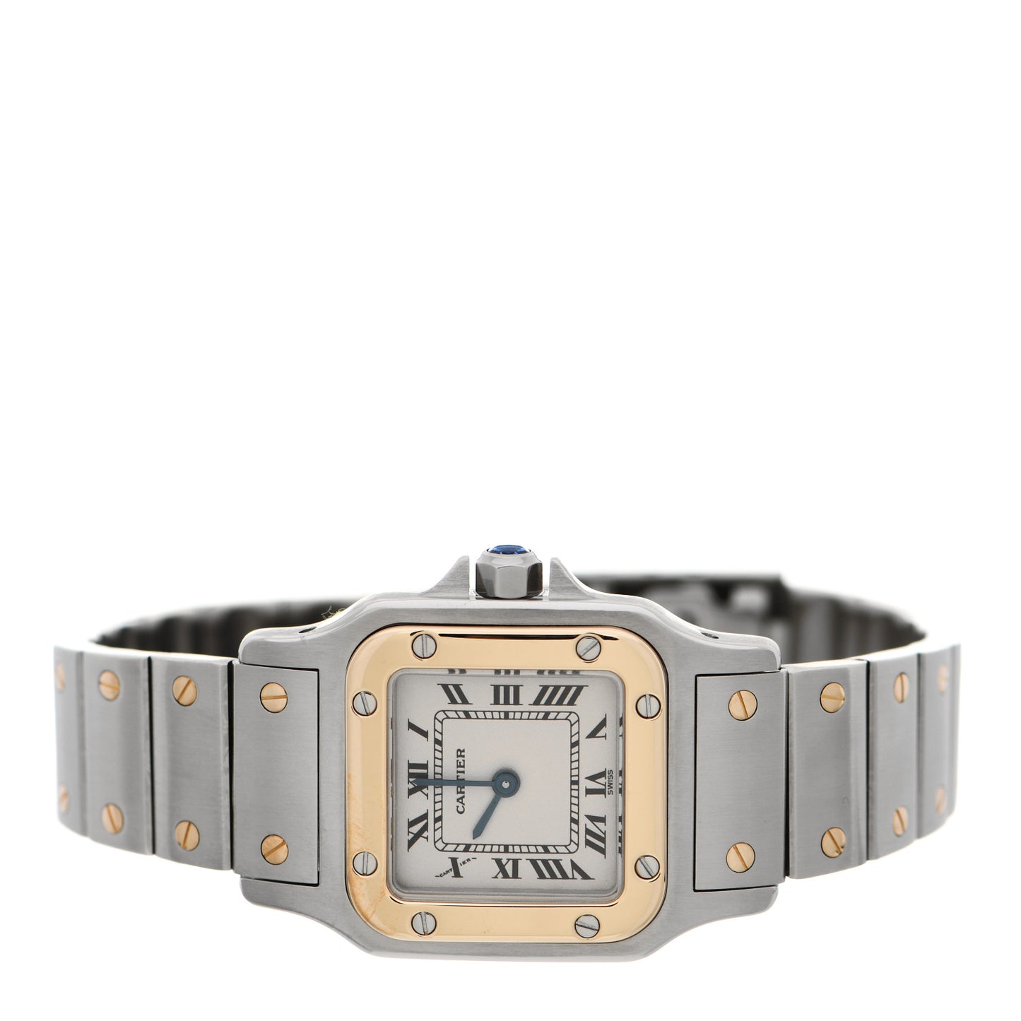 Stainless Steel 18K Yellow Gold 24mm Santos De Cartier Galbee Quartz Watch
