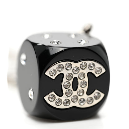 Chanel Resin Crystal CC Dice Necklace Black Silver 6 of 7