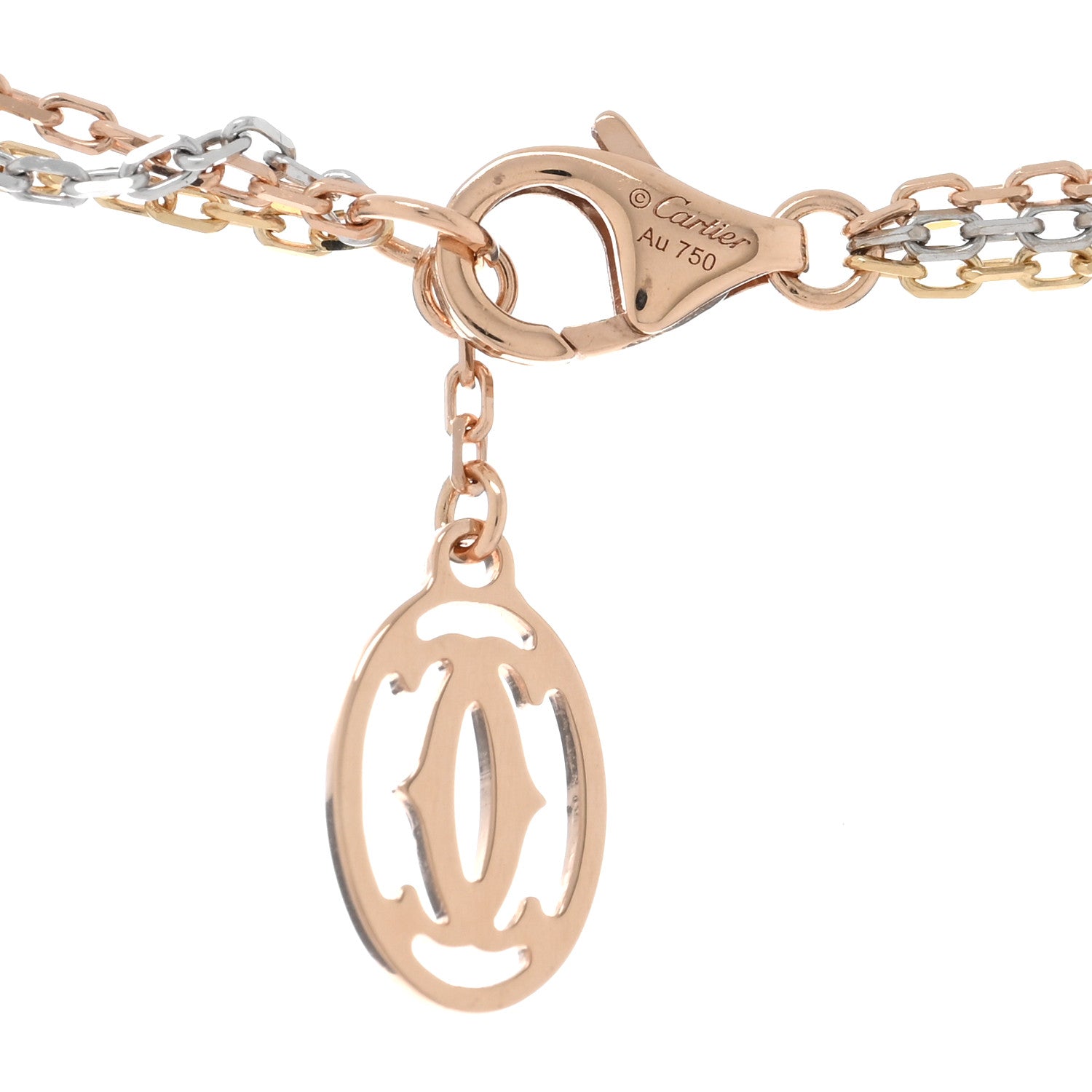 Cartier 18K Pink Yellow White Gold Three Chain Necklace 3 of 3