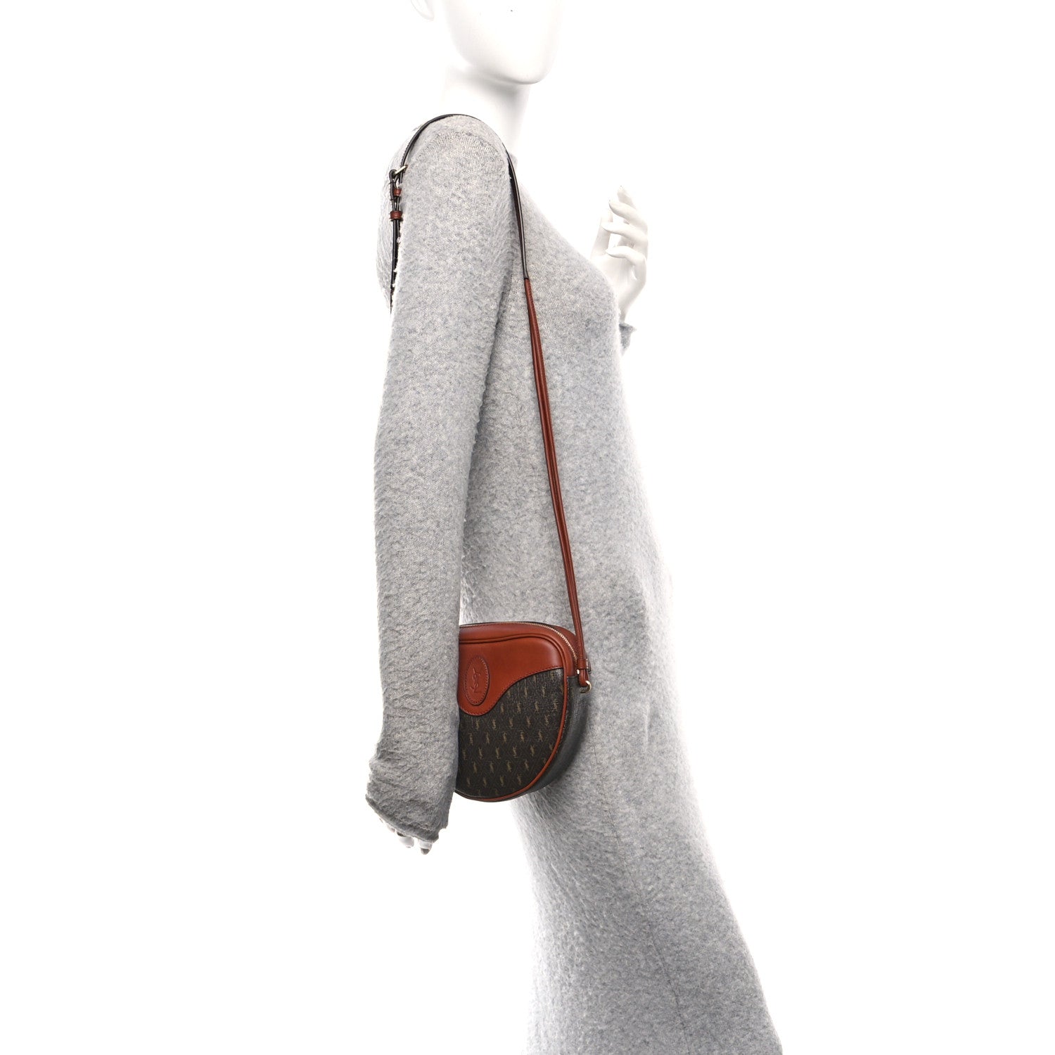 Saint Laurent Canvas Smooth Calfskin Le Monogramme Coeur Crossbody Chestnut 2 of 10