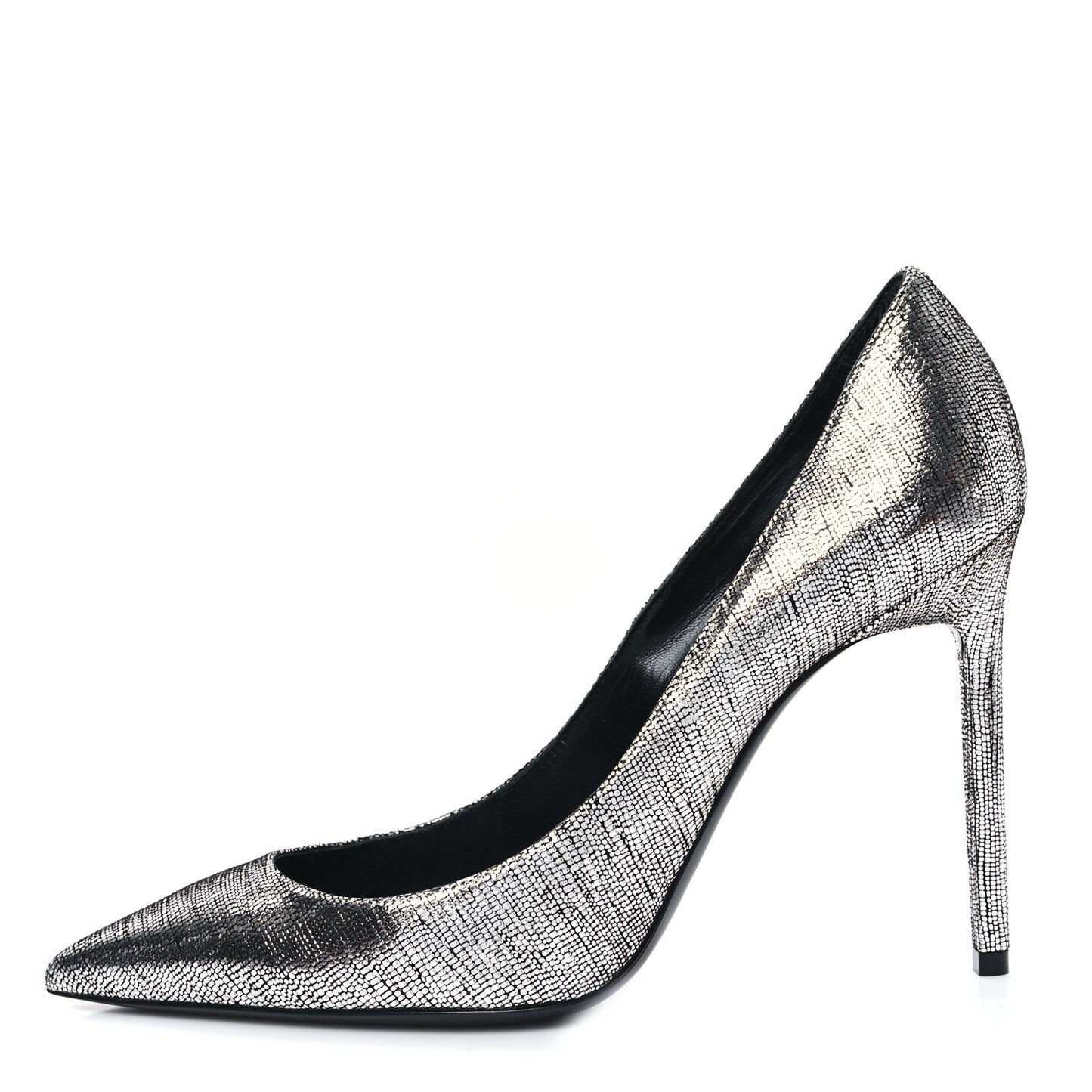Metallic Calfskin Anja 105 Pumps 40 Argento