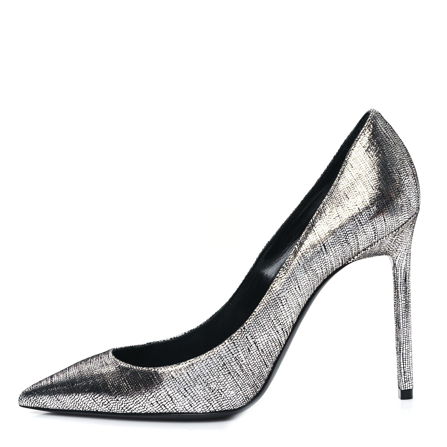 Saint Laurent Metallic Calfskin Anja 105 Pumps 40 Argento 1 of 10