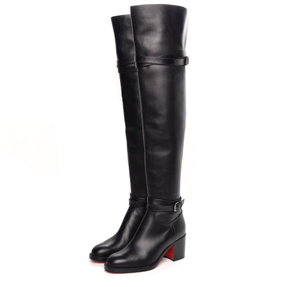 Christian Louboutin Calfskin Karialta 70 Over The Knee Boots 36 Black 3 of 8
