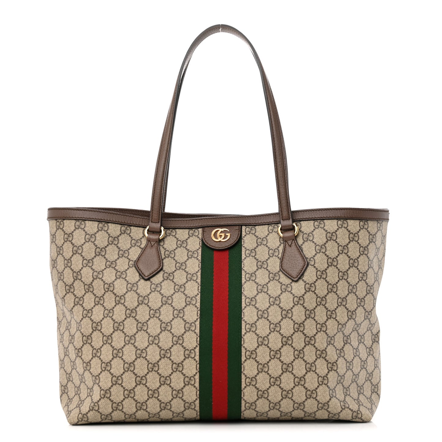 GG Supreme Monogram Medium Ophidia Shopping Tote Brown