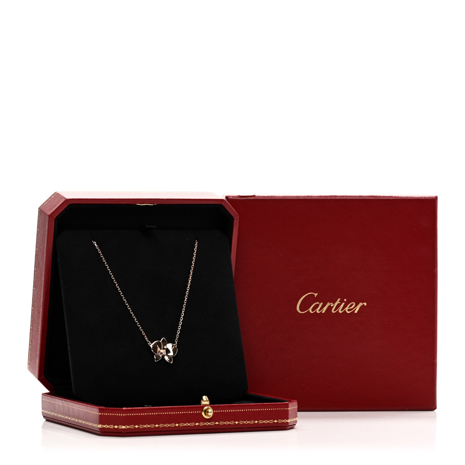 Cartier 18K Pink Gold Diamond Caresse D'Orchidees Par Cartier Pendant Necklace 6 of 6
