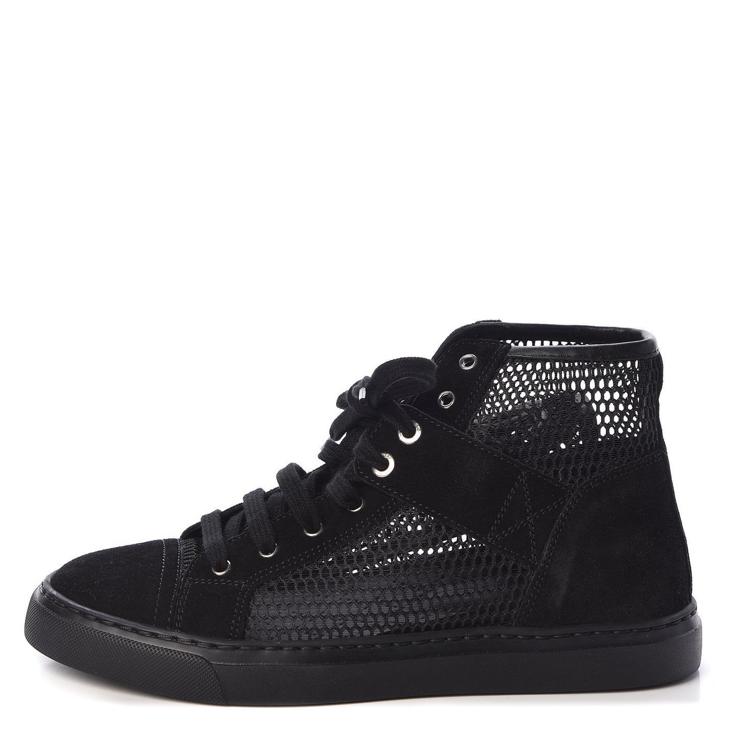 Mesh Suede High Top Sneakers 35.5 Black