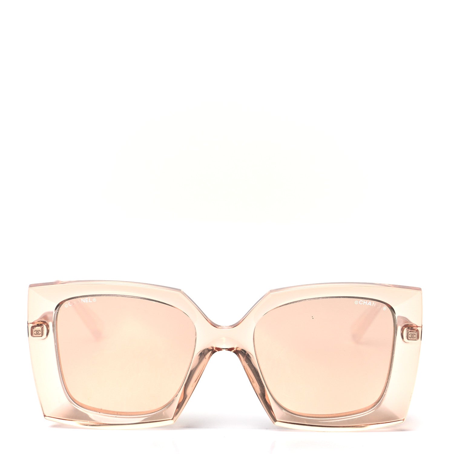 Chanel 18K White Gold Mirror Square Sunglasses 6051 Gold 2 of 7