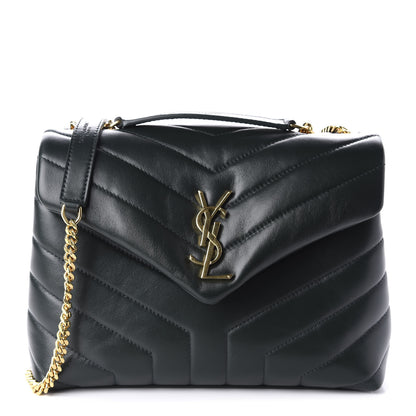 Saint Laurent Calfskin Y Quilted Monogram Small Loulou Chain Satchel Olive 1 of 11