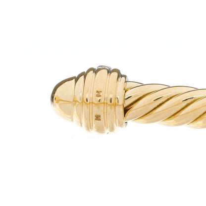 David Yurman 18K Yellow Gold Diamond 5mm Cable Classics Dome Bracelet 3 of 4