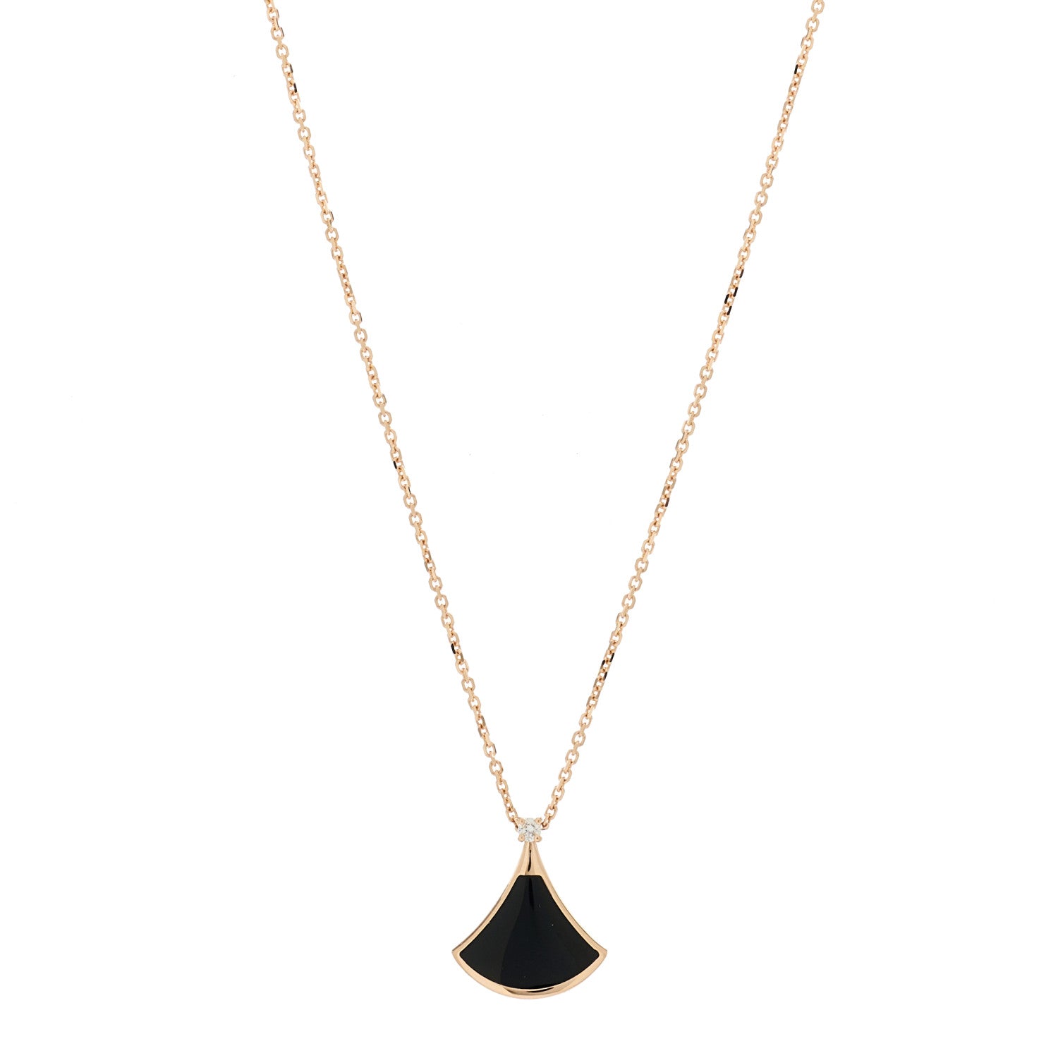 Bulgari 18K Rose Gold Diamond Black Onyx Divas' Dream Pendant Necklace 1 of 7