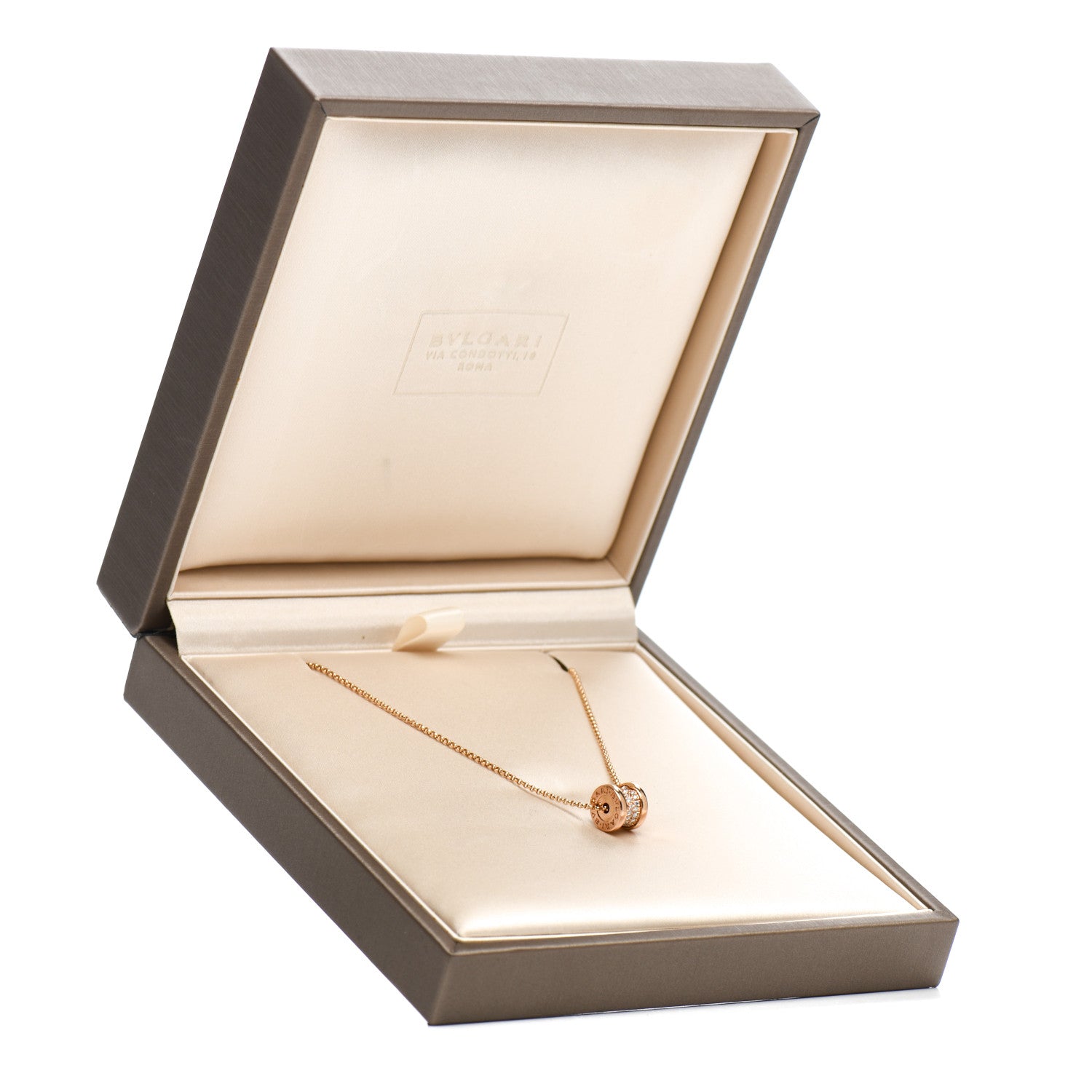 Bulgari 18K Rose Gold Diamond Small B.Zero1 Pave Pendant Necklace 5 of 5