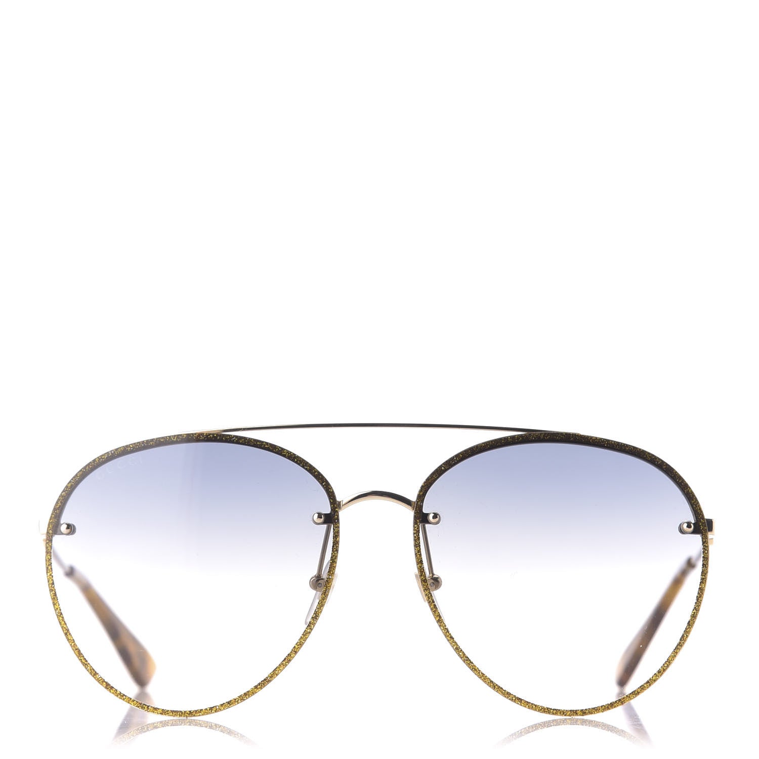 Gucci Glitter Aviator Sunglasses GG0351S Gold 2 of 9