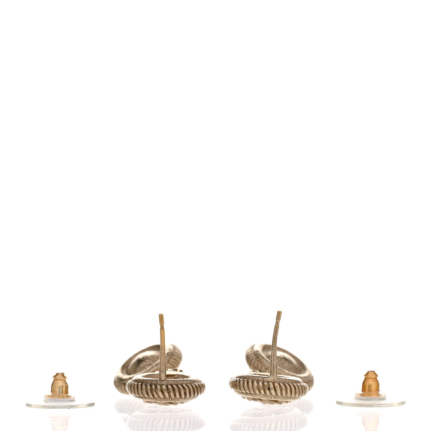 Chanel Pearl Textured CC Round Drop Earrings Gold 3 of 5